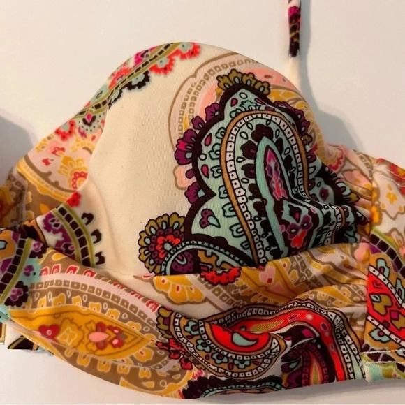 Victoria's Secret Halter Bikini Top Paisley Print Padded 34B Boho Swim Swimsuit - Picture 2 of 5